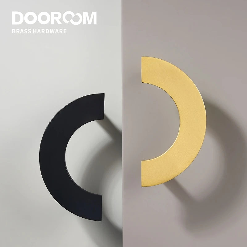 Dooroom Brass Furniture Handles Modern Light Luxury Semi Circle Pulls Wardrobe Dresser Cupboard Cabinet Drawer half moon Knobs