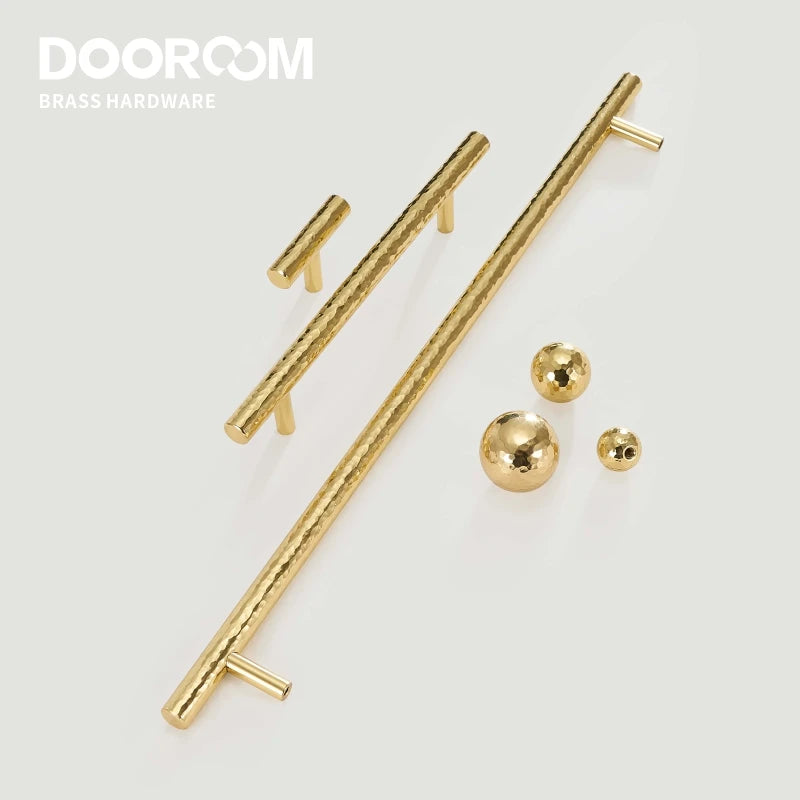 Dooroom Brass Hammered Furniture Handles Ball T Shaped And Long Pulls Cupboard Wardrobe Dresser Shoe Box Drawer Cabinet Knobs