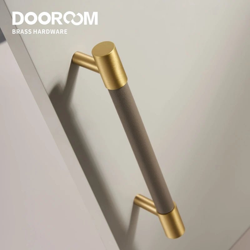 Dooroom New Leather Furniture Handles Light Luxury Grey Wardrobe Dresser Cupboard Cabinet Drawer Pulls Easy Maintenance