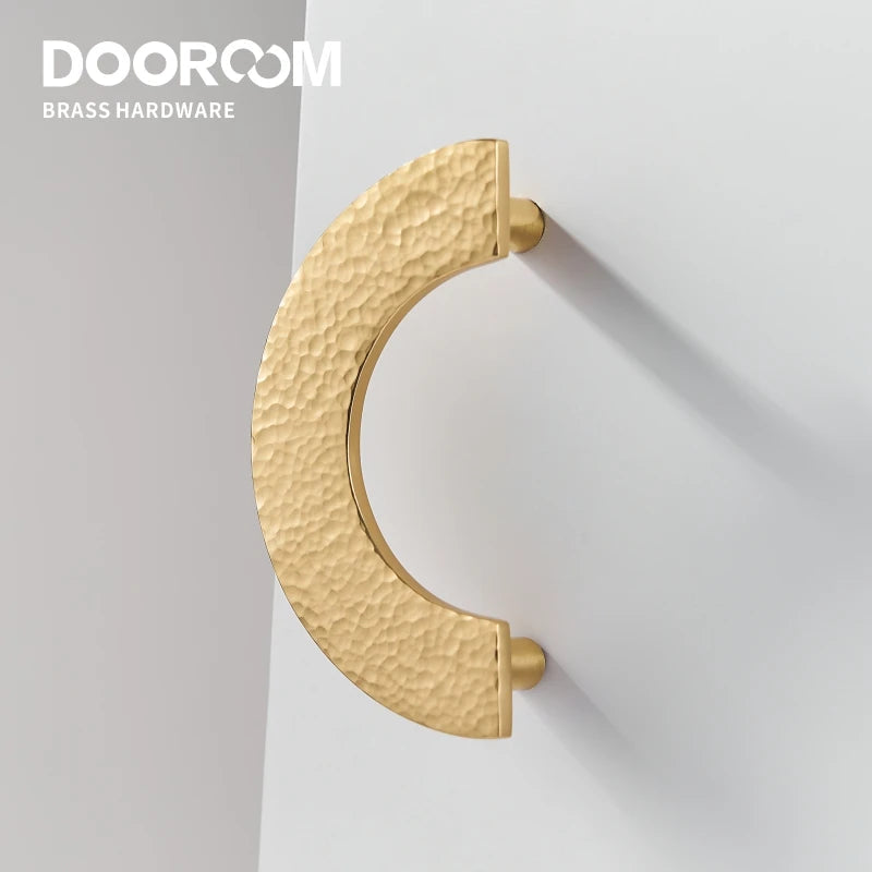 Dooroom 黄铜家具把手现代锤纹圆形六角拉手衣柜梳妆台橱柜抽屉酒吧旋钮