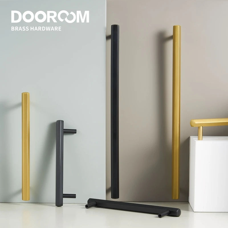 Dooroom Brass Hexagon Furniture Handles Long Modern Pulls Cupboard Wardrobe Dresser Shoe Box Drawer Cabinet Knobs