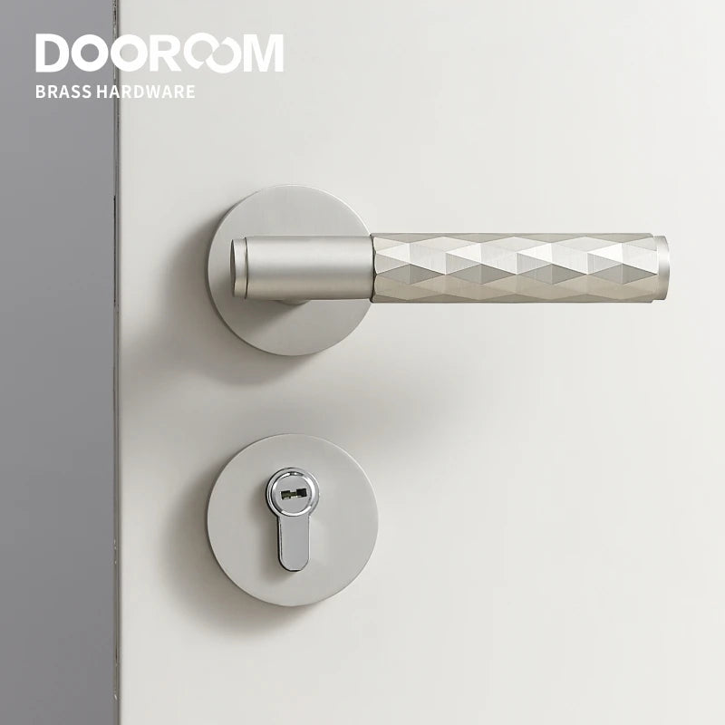 Dooroom Brass Door Lock Set Brushed Nickel Hammered Interior Bedroom Bathroom Double Wood Door Lever Set Dummy Privacy Passage