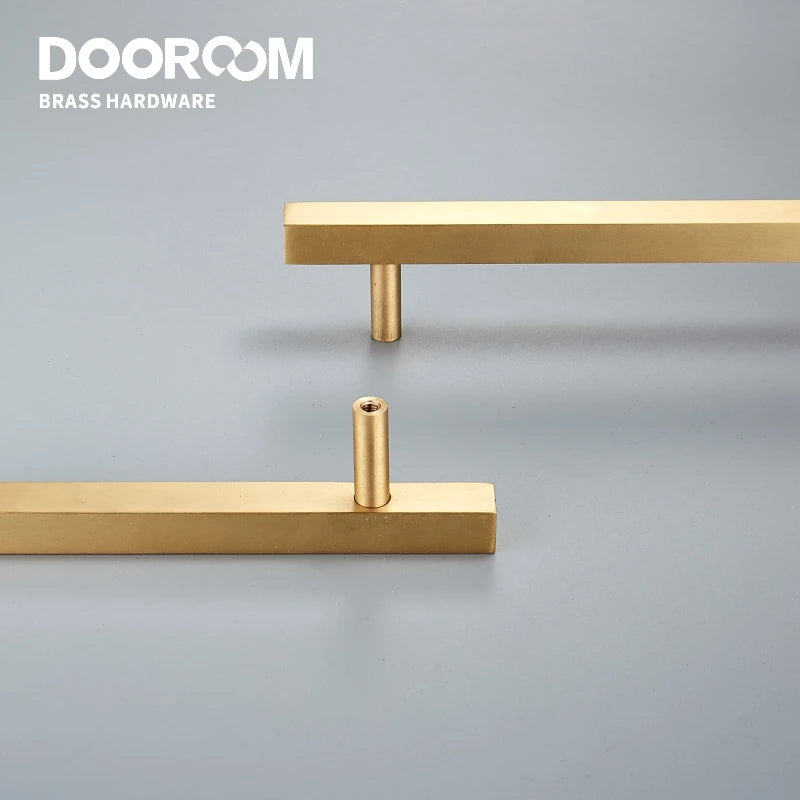 Dooroom Dulu Brass Furniture Handles Modern Wardrobe Dresser Cupboard Drawer Cabinet Door Long Square Black/Gold Pulls Knobs