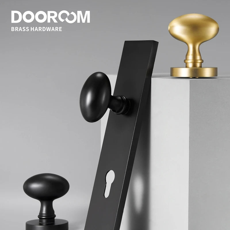 Dooroom Brass Door Lock Set Modern Interior Bedroom Bathroom Double Wood Door Lever Set Dummy Privacy Passage Hidden Door Lock