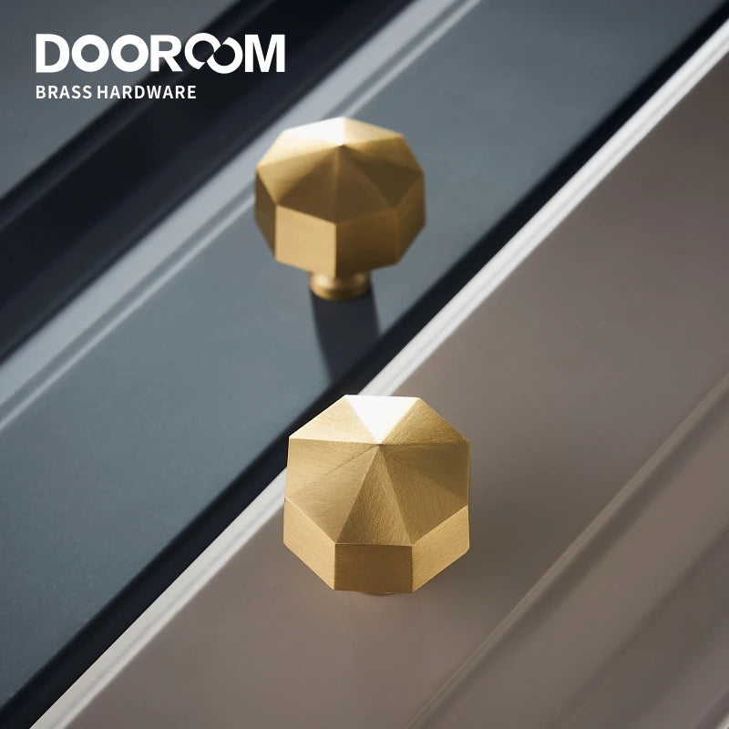 Dooroom Brass Furniture Handles Nordic Simple American Octagon Pulls Cupboard Wardrobe Dresser Shoe Box Drawer Cabinet Knobs 