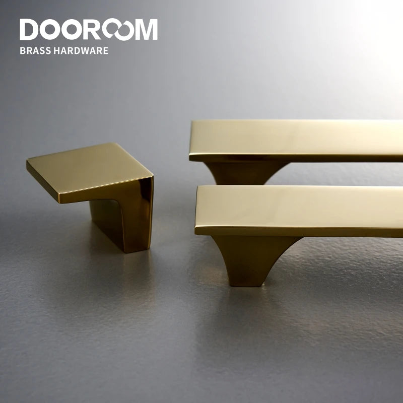 Dooroom 黄铜家具把手现代北欧衣柜梳妆台橱柜橱柜抽屉旋钮闪亮金色 PVD 拉手