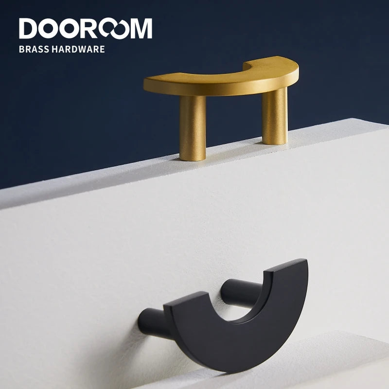 Dooroom Brass Furniture Handles Modern Light Luxury Semi Circle Pulls Wardrobe Dresser Cupboard Cabinet Drawer half moon Knobs