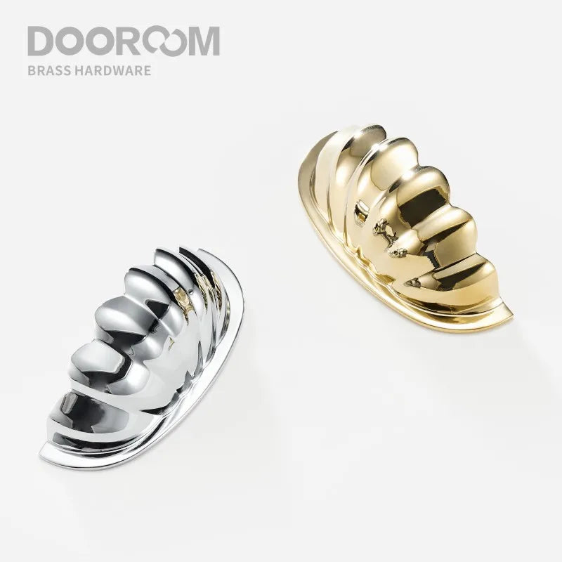 Dooroom Brass Furniture Handles Modern Pumpkin Shiny PVD Gold Bright Chrome Wardrobe Dresser Cupboard Cabinet Shoe Box Knobs
