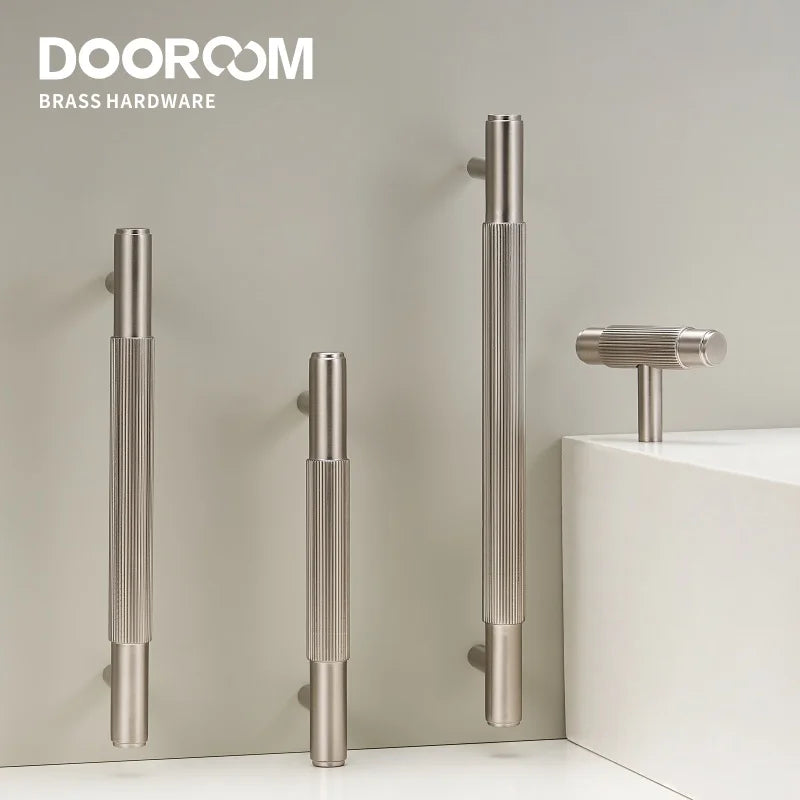 Dooroom Brass Furniture Handles Brushed Nickel Silver Pulls Wardrobe Dresser Cupboard Cabinet Drawer Knobs Free Of Finger Print