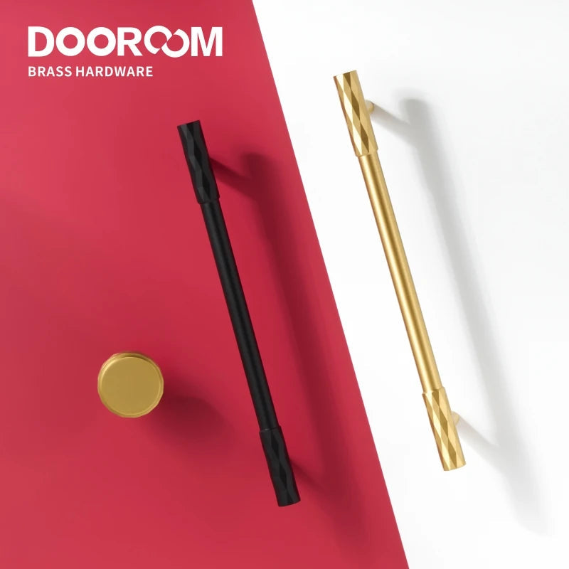 Dooroom Brass Furniture Handles Modern Hammered Long Pulls Cupboard Wardrobe Dresser Shoe Box Drawer Cabinet Round Knobs