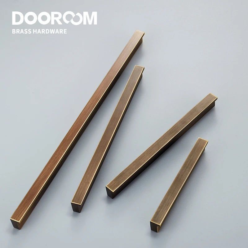 Dooroom Zoe Brass Furniture Handles Long Modern Matt Wardrobe Dresser Cupboard Cabinet Door Drawer Pulls Knobs