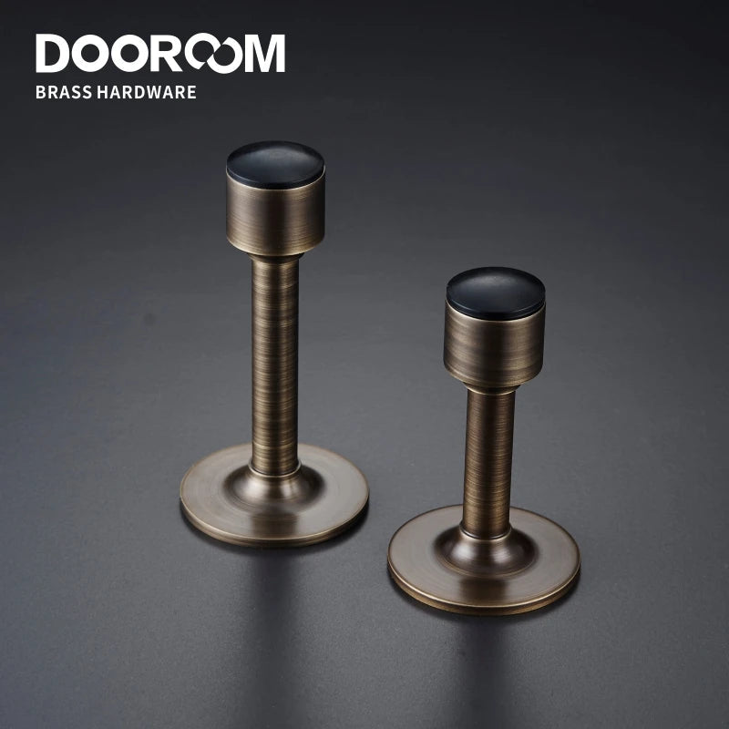 Dooroom Brass Door Stops Hole Free Bathroom Door Stopper Heavy Duty Floor Wall Mount Bumper Non-magnetic Door Holder Catch