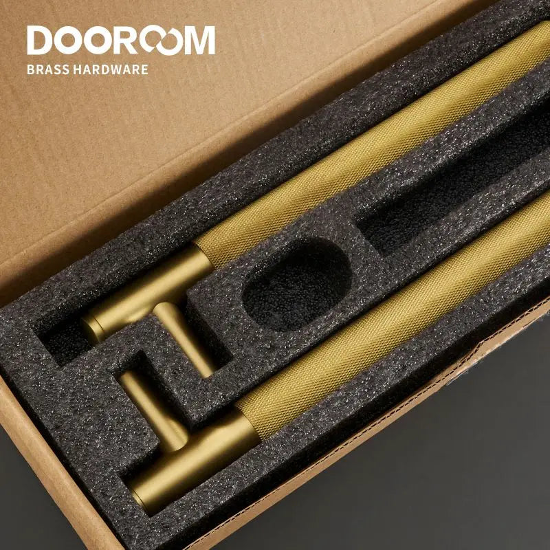 Dooroom Brass Knurled Door Handles Double Door Wood Door Shower Room Single Side Double Side Matt Gold Black Pulls