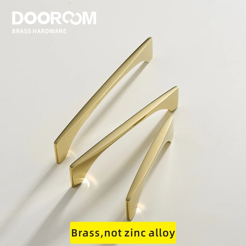 Dooroom Brass Furniture Handles Nordic Modern Wardrobe Dresser Cupboard Cabinet Drawer Shoe Box Pulls  Light Luxury Gold Knobs