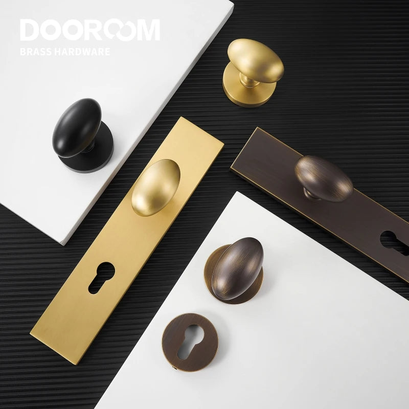 Dooroom Brass Door Lock Set Modern Interior Bedroom Bathroom Double Wood Door Lever Set Dummy Privacy Passage Hidden Door Lock