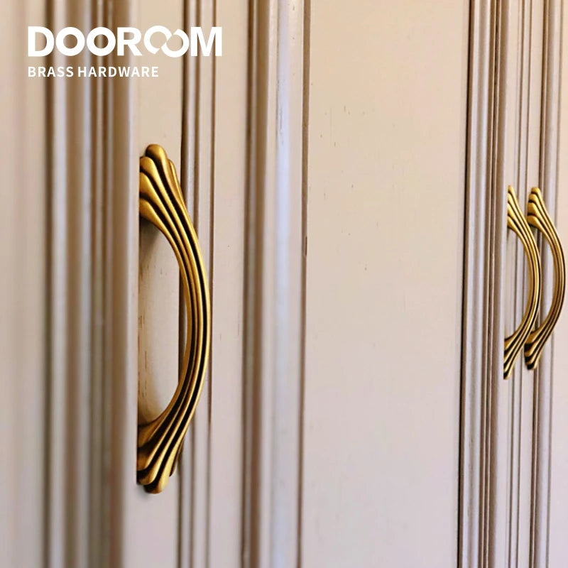 Dooroom Brass Handles New European American Diplopore Stripe Wardrobe Dresser Cupboard Cabinet Drawer Shoe Box Furniture Pulls