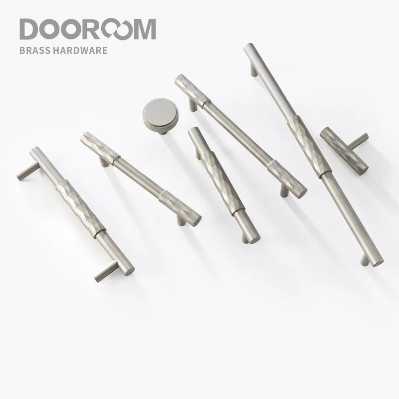 Dooroom Brass Furniture Handles Hammered Matt Brushed Nickel Cupboard Wardrobe Dresser Shoe Box Drawer Cabinet Round T bar Knobs