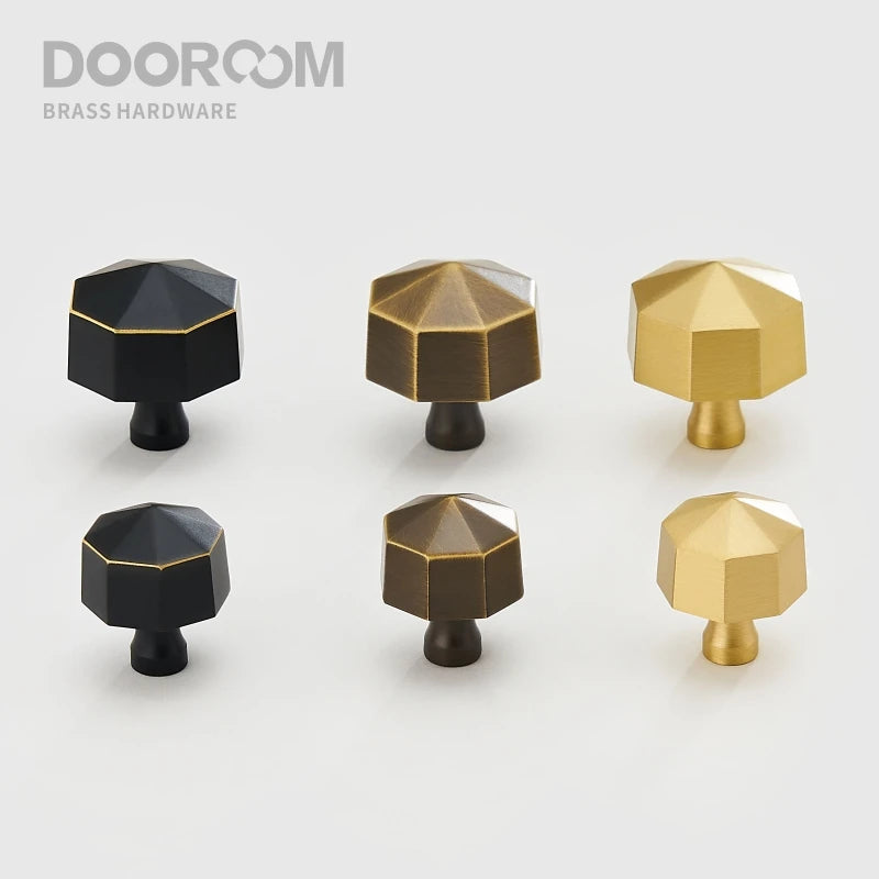 Dooroom Brass Furniture Handles Nordic Simple American Octagon Pulls Cupboard Wardrobe Dresser Shoe Box Drawer Cabinet Knobs 