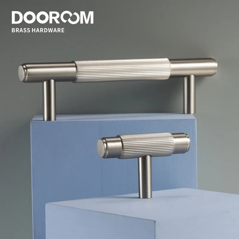 Dooroom Brass Furniture Handles Brushed Nickel Silver Pulls Wardrobe Dresser Cupboard Cabinet Drawer Knobs Free Of Finger Print
