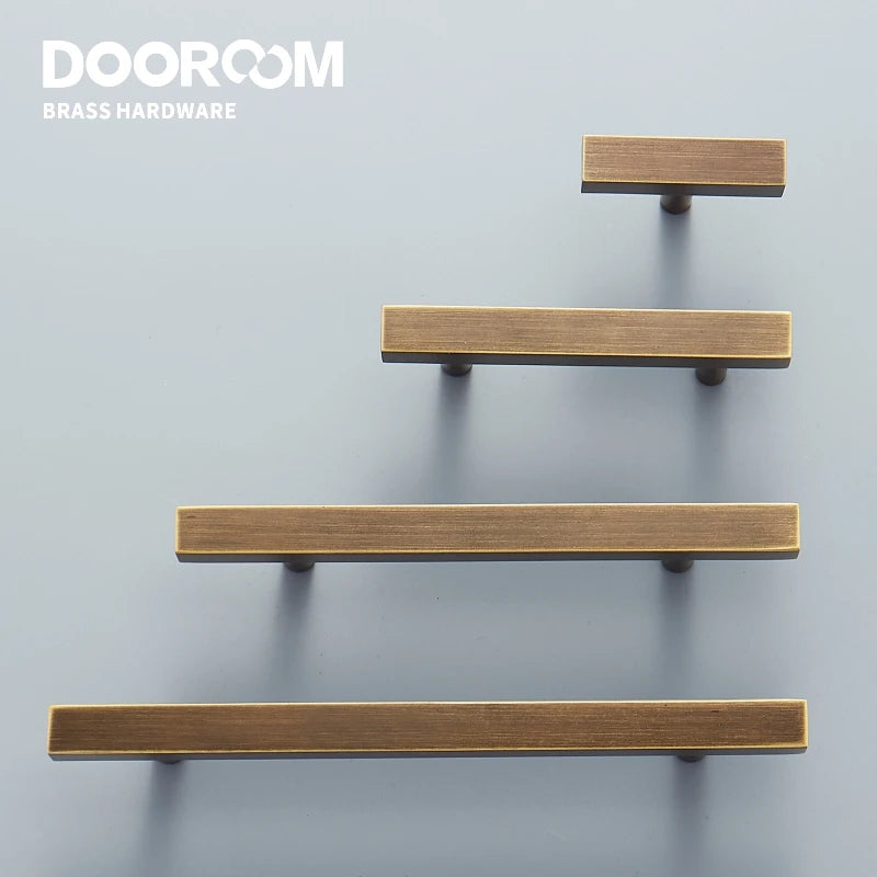 Dooroom Dulu Brass Furniture Handles Modern Wardrobe Dresser Cupboard Drawer Cabinet Door Long Square Black/Gold Pulls Knobs