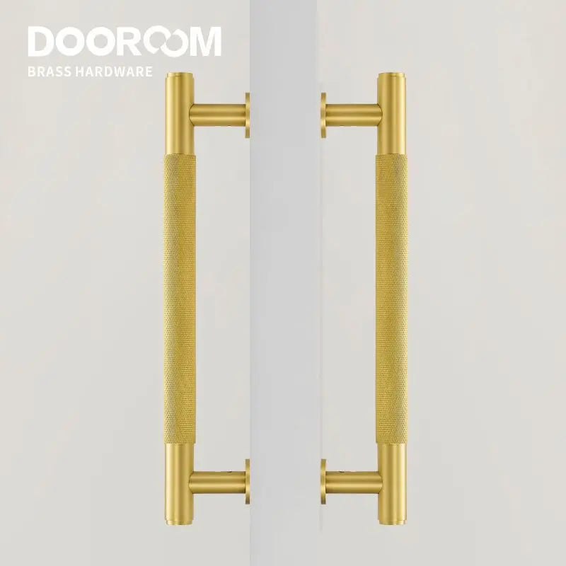 Dooroom Brass Knurled Door Handles Double Door Wood Door Shower Room Single Side Double Side Matt Gold Black Pulls