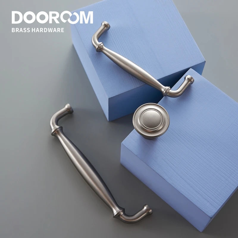 Dooroom Brass Furniture Handles Modern Matt Silver Pulls Wardrobe Dresser Cupboard Cabinet Drawer Wine Bar Brushed Nickel