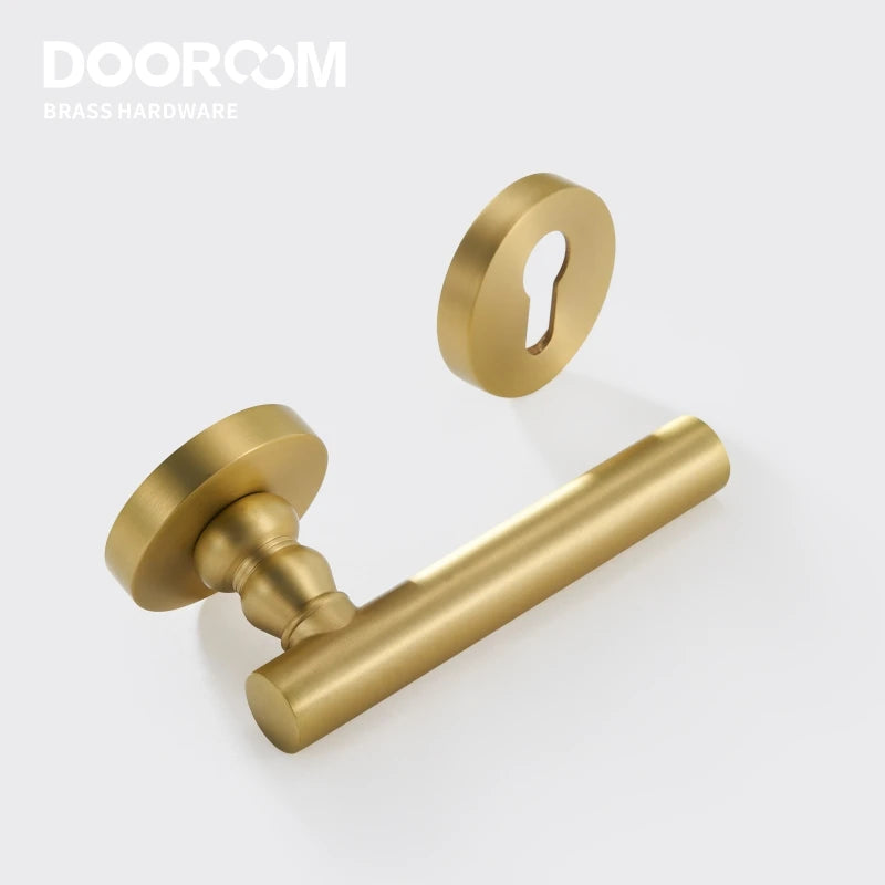 Dooroom 黄铜门锁套装现代北欧室内卧室浴室双木门杆套装假锁把手