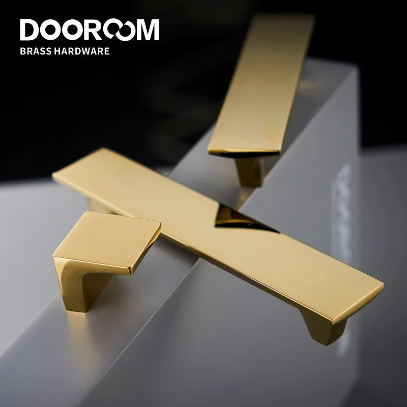 Dooroom 黄铜家具把手现代北欧衣柜梳妆台橱柜橱柜抽屉旋钮闪亮金色 PVD 拉手