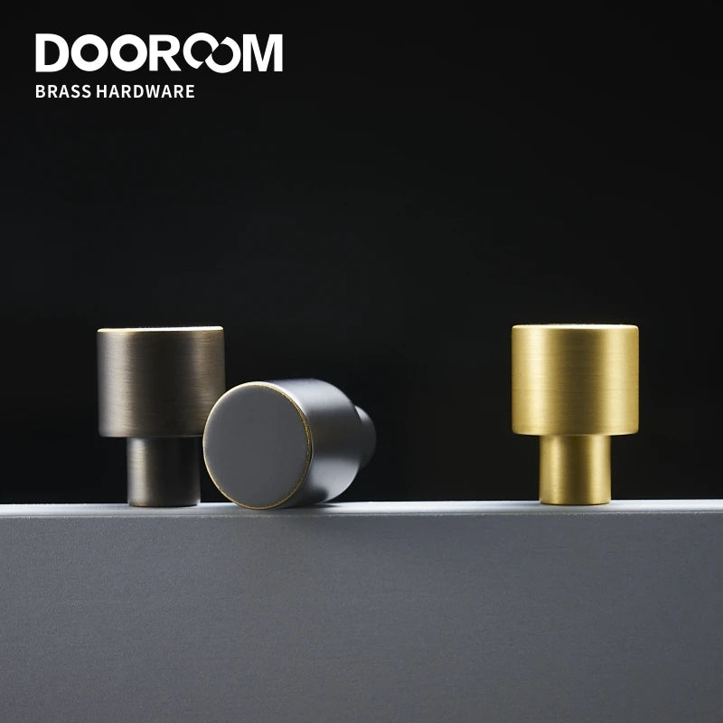 Dooroom Brass Furniture Handles Nordic Wardrobe Dresser Cupboard Cabinet Drawer Shoe Box Pulls Black Gold Bronze Cylinder Knobs 
