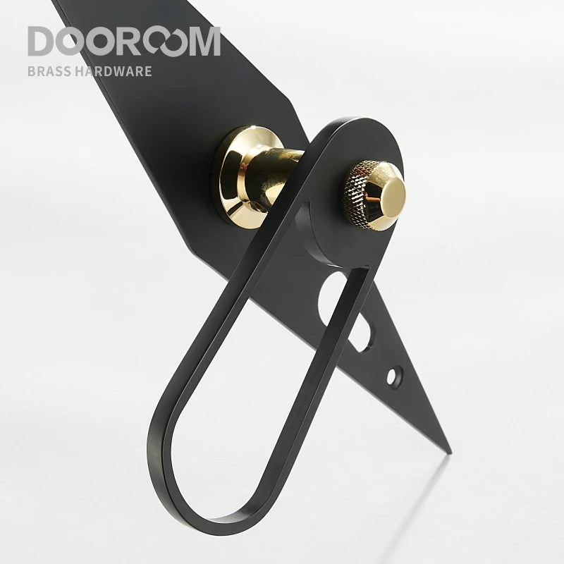 Dooroom 黄铜门把手超薄静音黑金现代室内卧室浴室木门锁长板分体把手旋钮