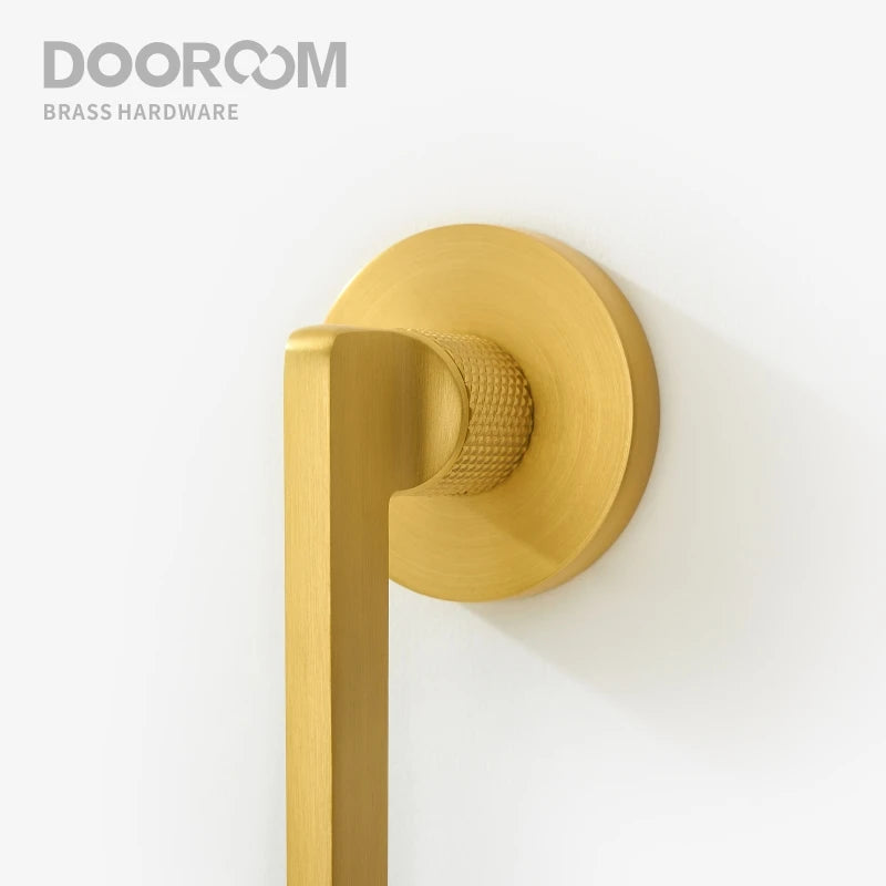 Dooroom Brass Door Lever Mute Black Gold Interior Bedroom Bathroom Wood Door Lock Set Dummy Handle Knob