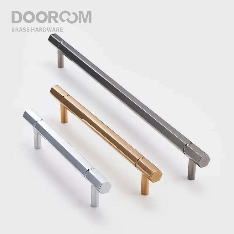 Dooroom Brass Furniture Handles Shiny Rose Gold Black Titanium Bright Chrome Cupboard Wardrobe Dresser Drawer Cabinet Pulls