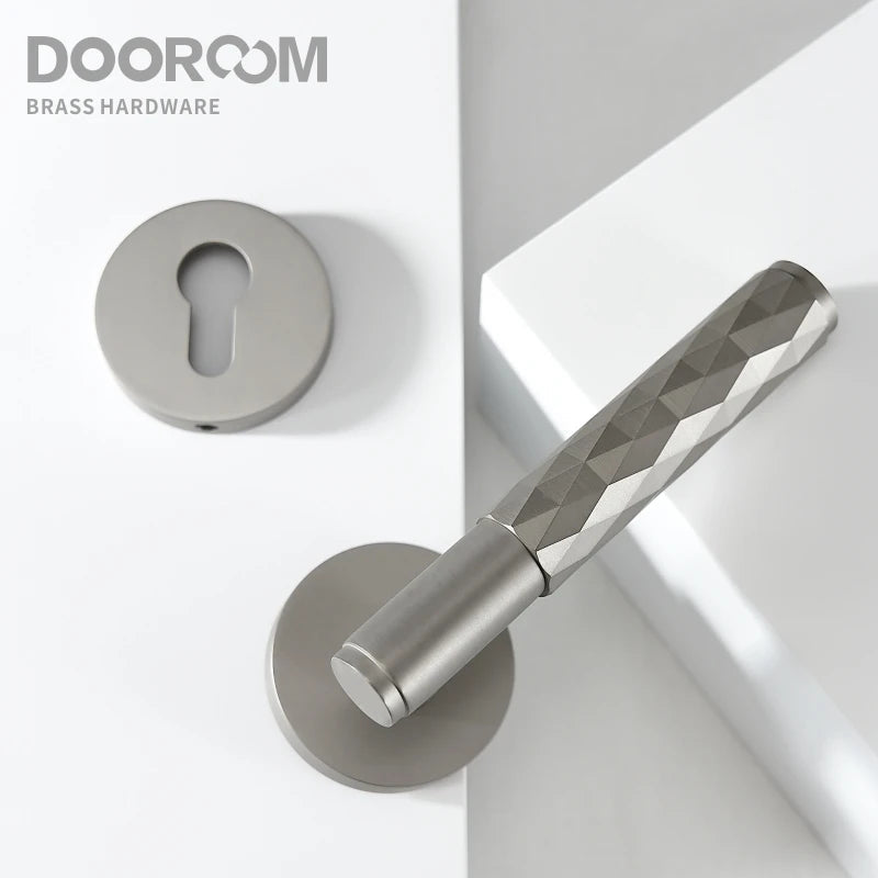 Dooroom Brass Door Lock Set Brushed Nickel Hammered Interior Bedroom Bathroom Double Wood Door Lever Set Dummy Privacy Passage