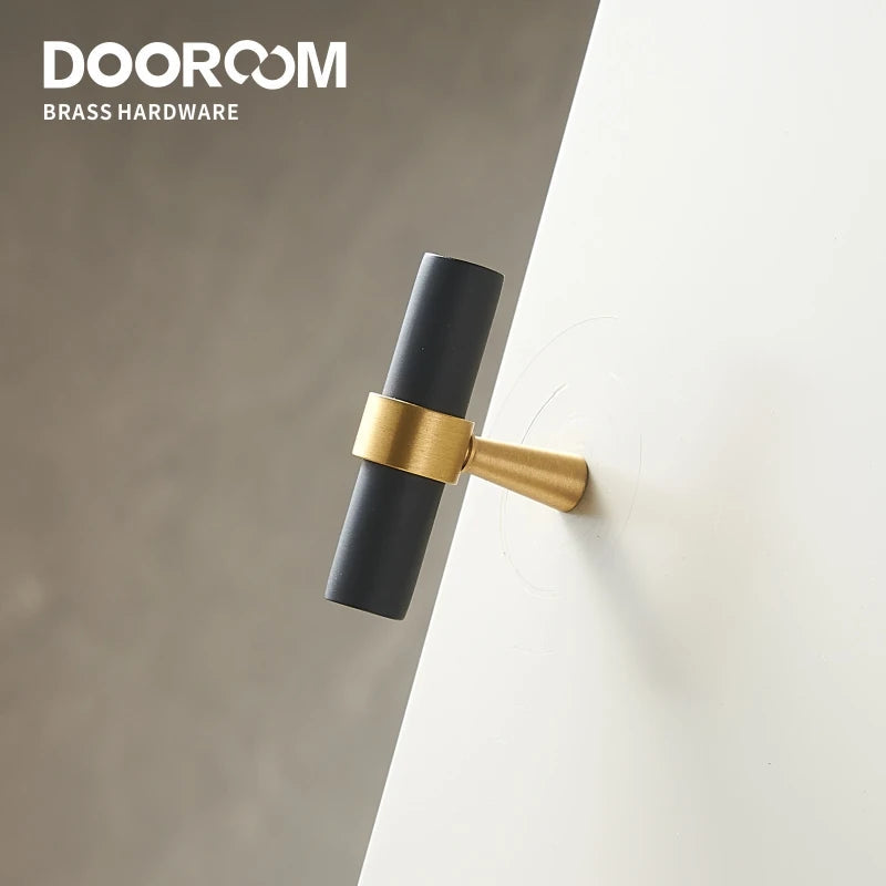 Dooroom Brass Furniture Handles T-bar Light Luxury Fashion Black Gold Silve Wardrobe Dresser Cupboard Cabinet Drawer Pulls