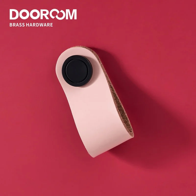 Dooroom Brass Leather Furniture Handles Modern Cupboard Wardrobe Dresser Shoe Box Drawer Cabinet Knobs Pulls Multiple Colors