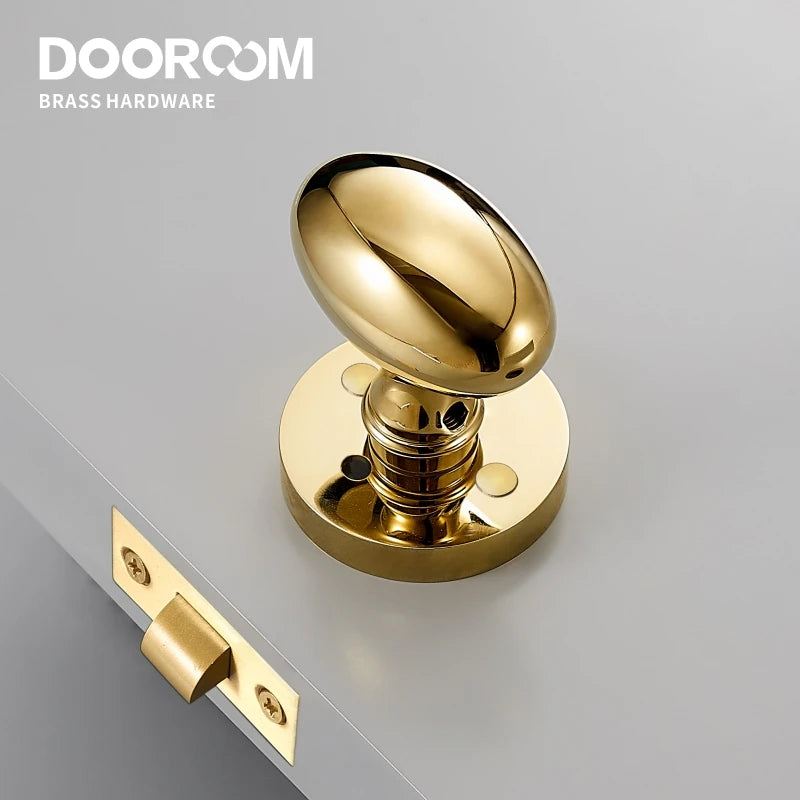 Dooroom 现代光亮PVD金色黄铜门锁套装 室内卧室浴室虚拟隐私通道隐藏门把手套装
