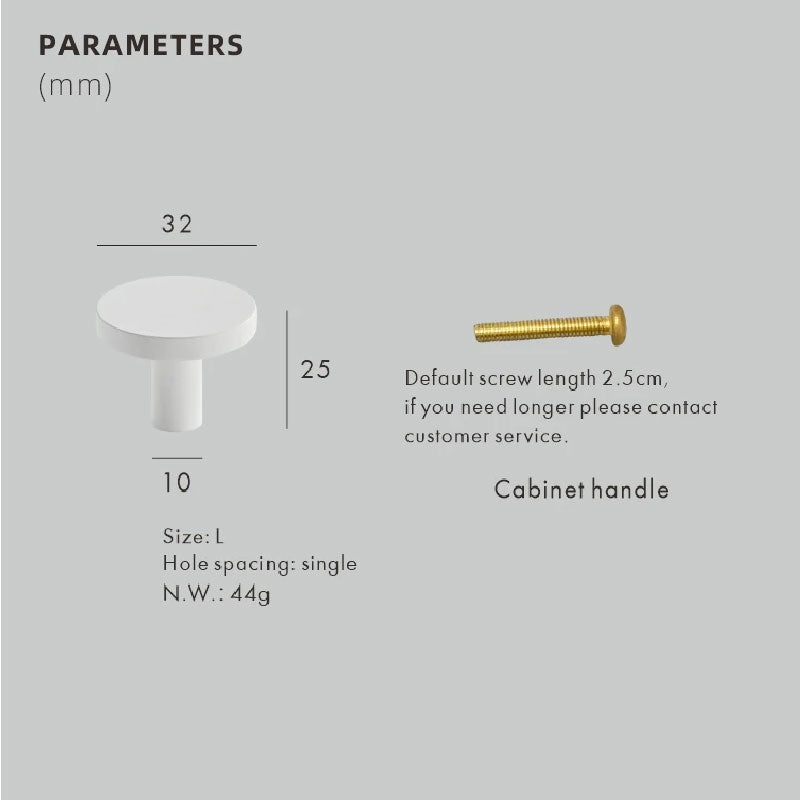 Dooroom Brass Matt White Round Cabinet Handles Wardrobe Drawer Knobs Kids' Room Indoor Kitchen Hallway Wall Clothes Hook
