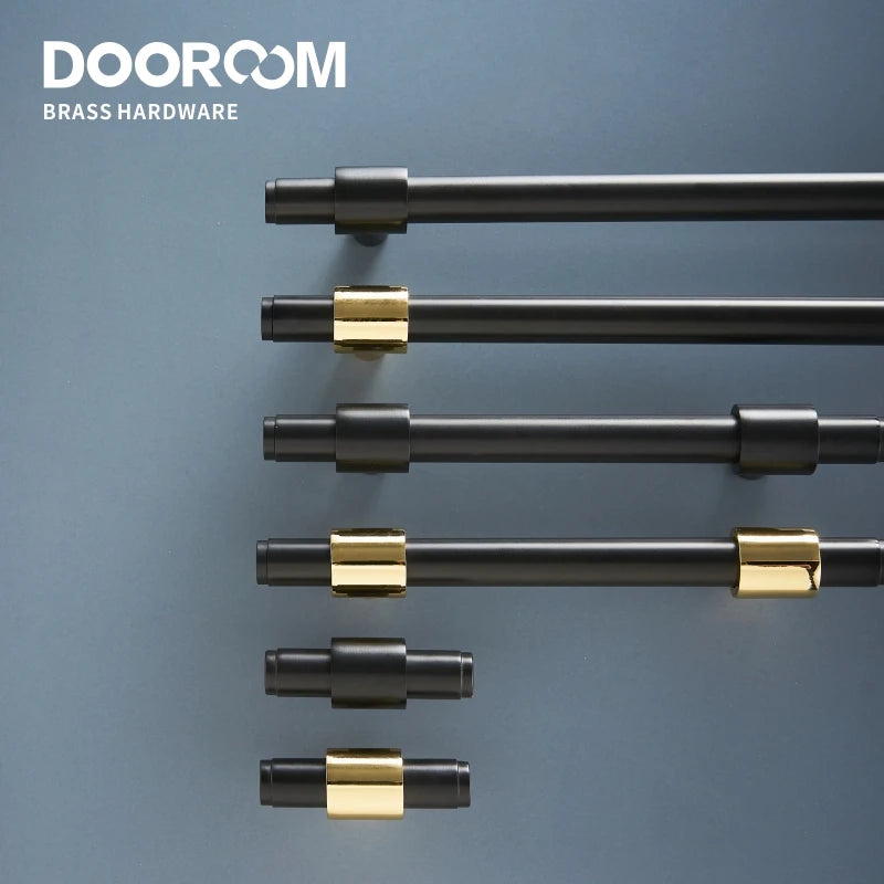 Dooroom Brass Furniture Handles Black Gold Light Luxury Modern Nordic Drawer Wardrobe Dresser Long Cabinet Knobs Pulls