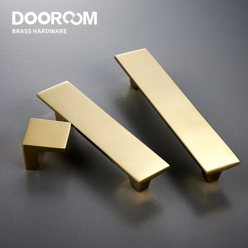 Dooroom 黄铜家具把手现代北欧衣柜梳妆台橱柜橱柜抽屉旋钮闪亮金色 PVD 拉手