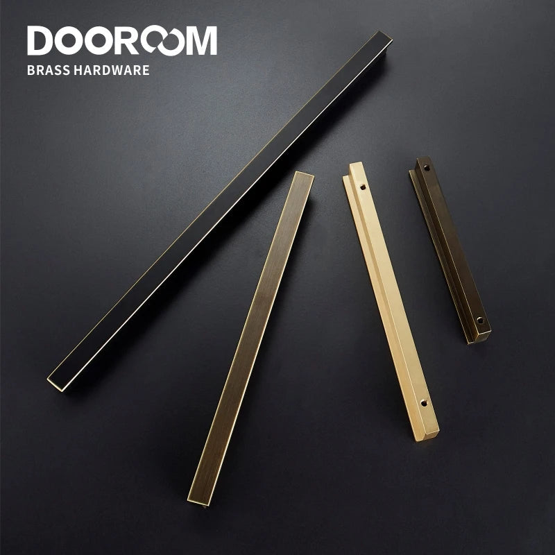 Dooroom Zoe Brass Furniture Handles Long Modern Matt Wardrobe Dresser Cupboard Cabinet Door Drawer Pulls Knobs