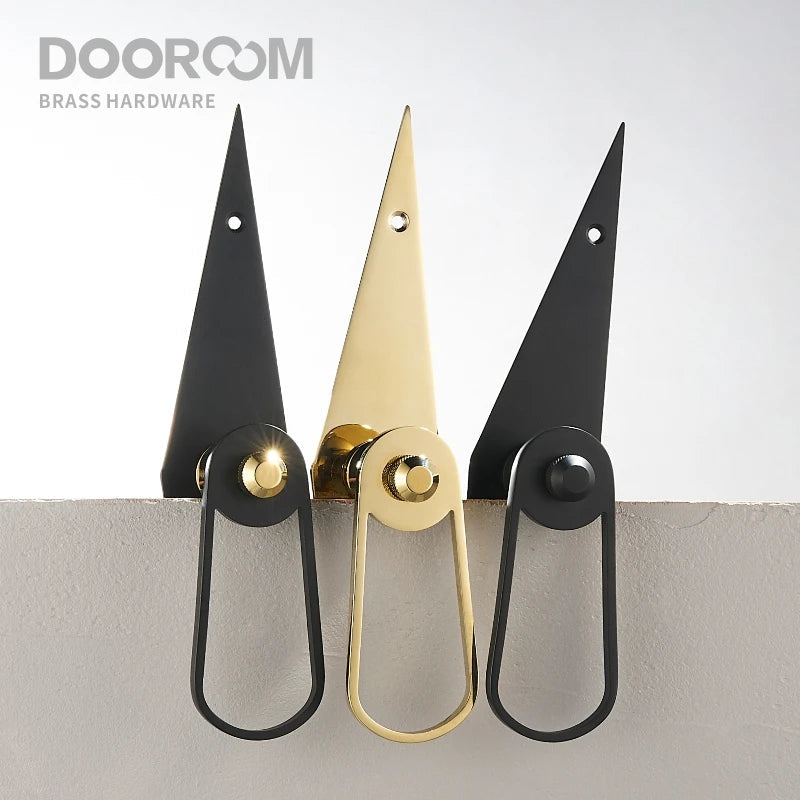 Dooroom 黄铜门把手超薄静音黑金现代室内卧室浴室木门锁长板分体把手旋钮