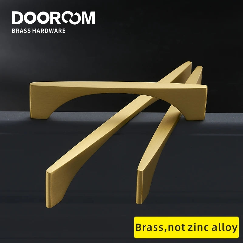 Dooroom Brass Furniture Handles Nordic Modern Wardrobe Dresser Cupboard Cabinet Drawer Shoe Box Pulls  Light Luxury Gold Knobs