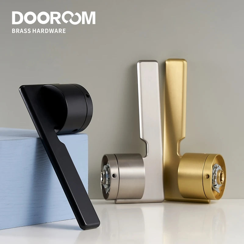 Dooroom Brass Door Lock Set Modern Gold Black Silver Interiror Bedroom Bathroom Double Wood Door Lever Set Dummy Handle Knob