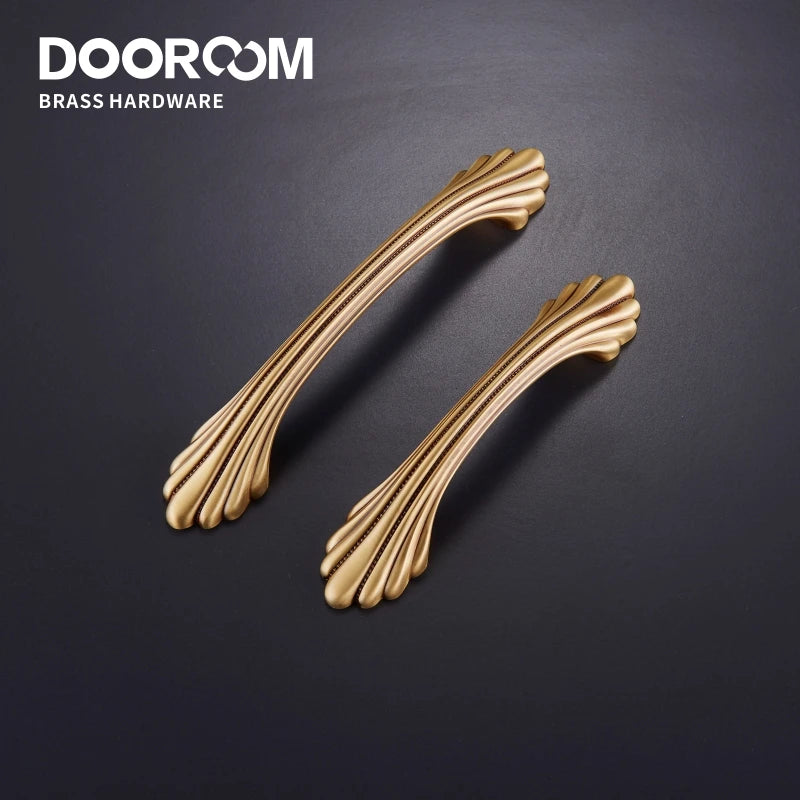 Dooroom Brass Handles New European American Diplopore Stripe Wardrobe Dresser Cupboard Cabinet Drawer Shoe Box Furniture Pulls