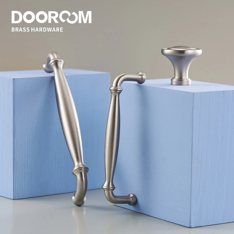Dooroom Brass Furniture Handles Modern Matt Silver Pulls Wardrobe Dresser Cupboard Cabinet Drawer Wine Bar Brushed Nickel
