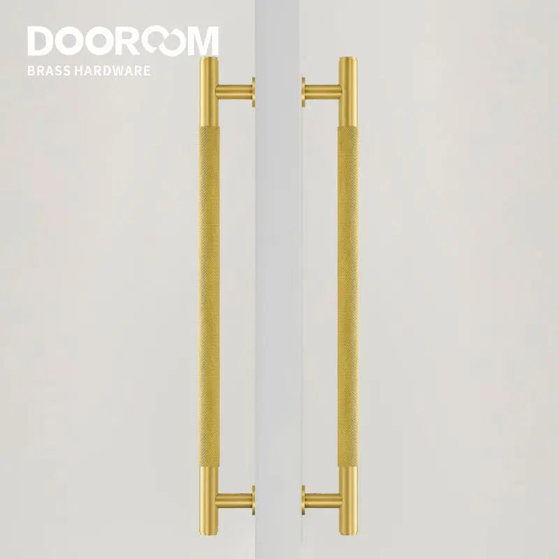 Dooroom Brass Knurled Door Handles Double Door Wood Door Shower Room Single Side Double Side Matt Gold Black Pulls