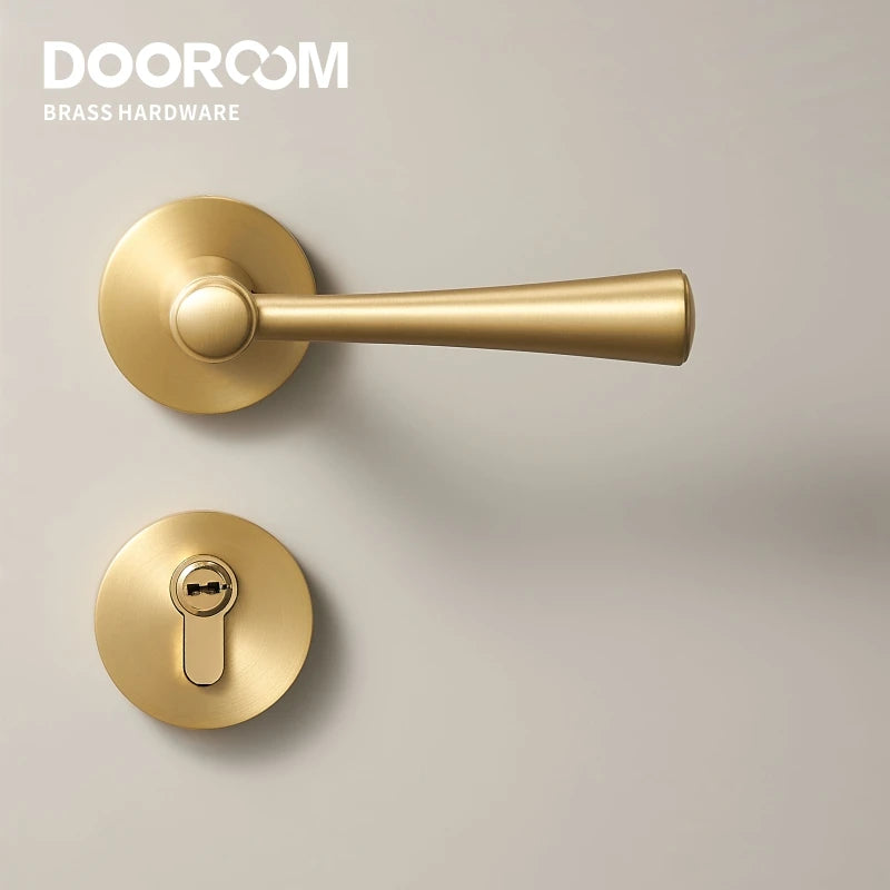 Dooroom Brass Door Lock Set Modern Light Luxury Interiror Bedroom Bathroom Double Wood Door Lever Set Dummy Handle Knob