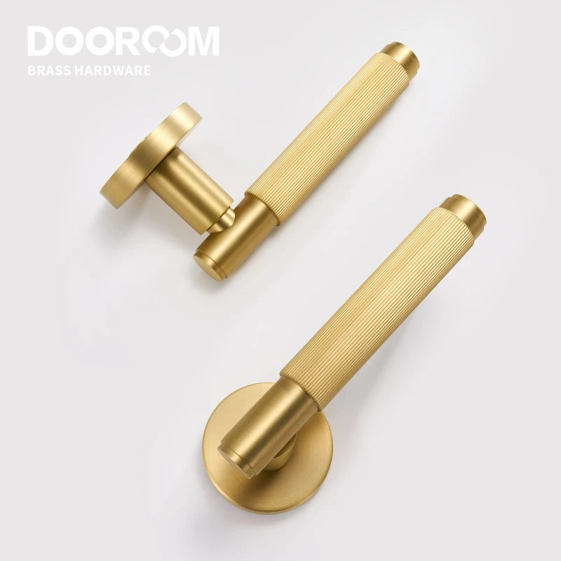 Dooroom Brass Door Lever Set Interior Bedroom Bathroom Dummy lock Set Privacy Passage Locks Tubular Latch linear Thumb Turn