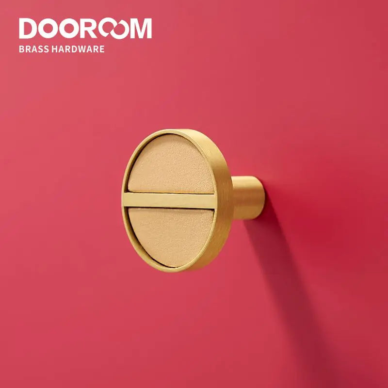Dooroom Brass Genuine Leather Colorful Hooks Bathroom Indoor Kitchen Hallway Wall Clothes Hangers Wall Hangers Row Hooks