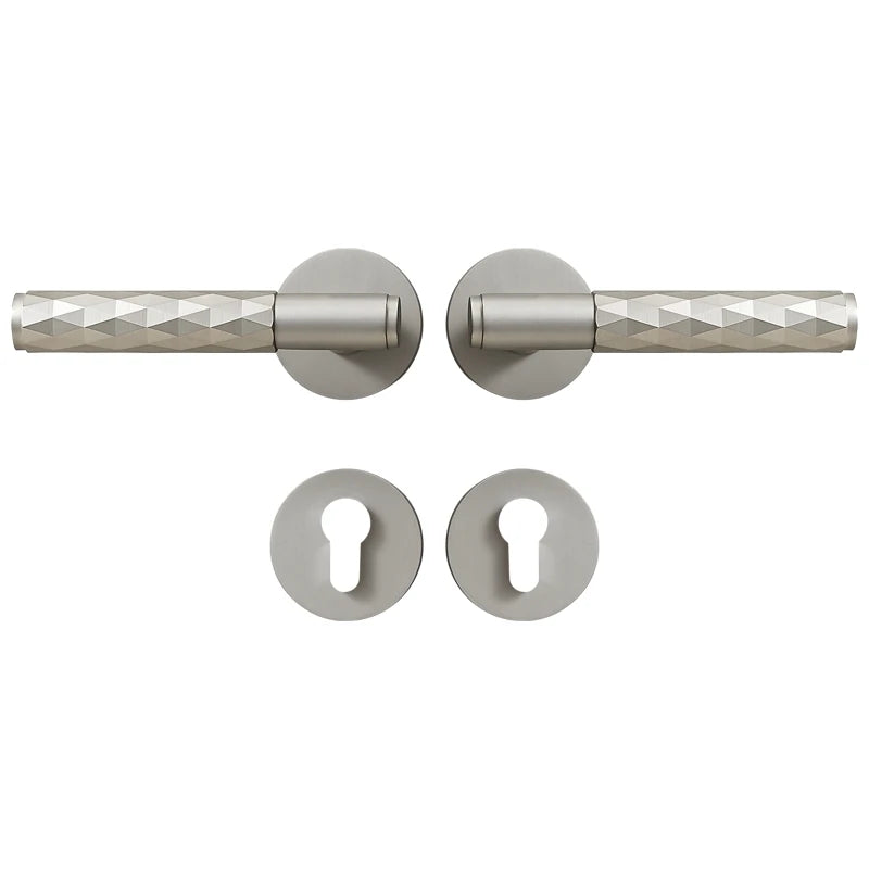 Dooroom Brass Door Lock Set Brushed Nickel Hammered Interior Bedroom Bathroom Double Wood Door Lever Set Dummy Privacy Passage